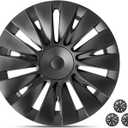 Wheel Covers for 2024 Tesla Model Y 19 Inch Hubcaps Matte Black Wheel Cover Replacement Hubcap Accessories Gemini Rim Protector Hub Caps Compatible with 2021 2022 2023 2024 Model Y Pack of 4