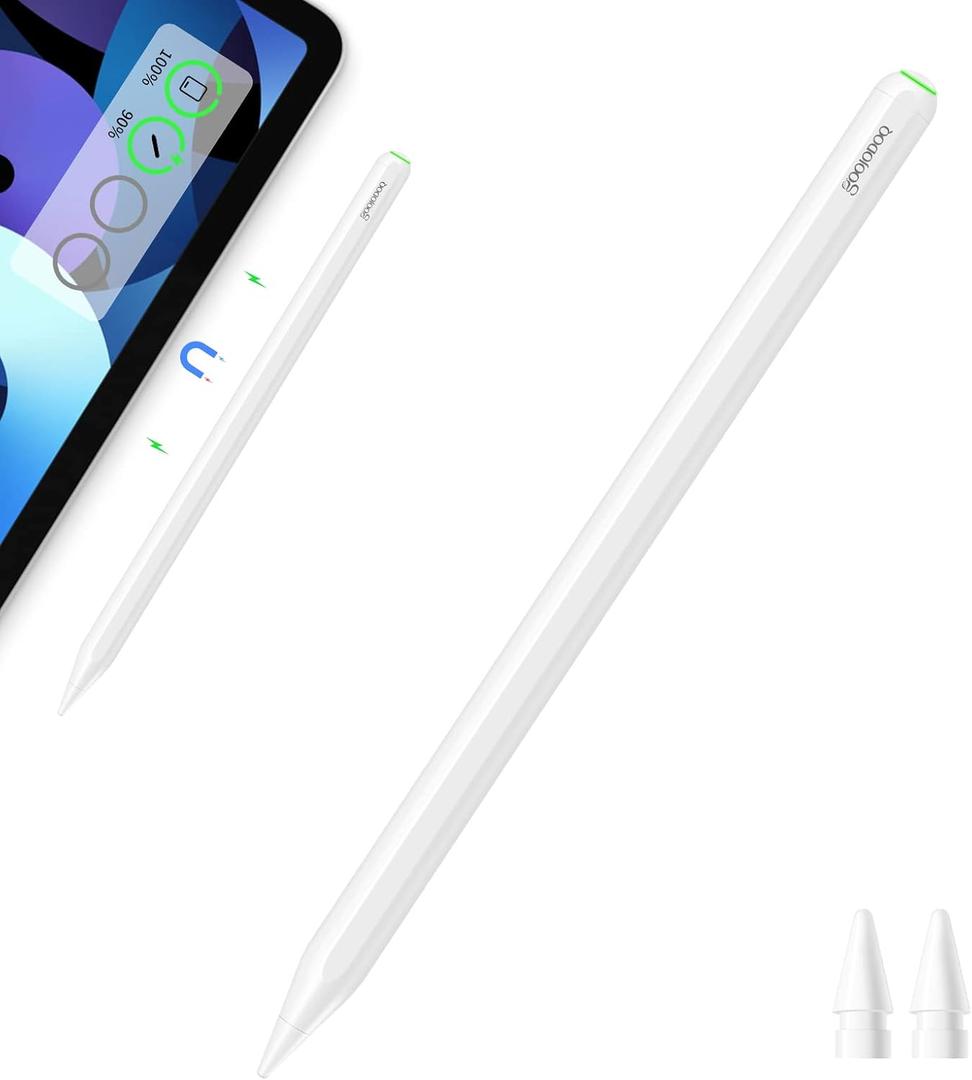 GD13 iPad Pencil 2nd Generation With Magnetic Wireless Charging, Stylus Pen for Apple iPad Pro (11/12.9 Inch), Air 4th/5th Gen, Mini 6th Gen - White