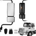Black Door Mirror with Signal Light Power Heated Adjustable Mirrors fit for 2011+ Hino 238 258 268 338 Semi Trucks (Black, Left)