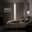 NICETOWN Natural 100% Blackout Linen Curtains 84 inch Long Burg for Living Room, 2 Panels, 52" Wide, Farmhouse Thick Completely Blackout Window Treatment Thermal Insulated Warm Drapes for Winter