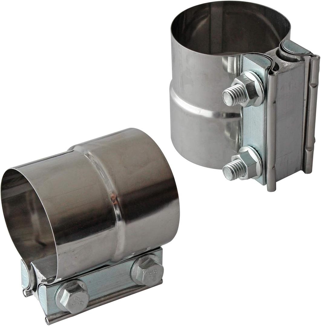 Exhaust Clamps Band Clamp 2.5" Lap Joint - Stainless Steel Lap Joint Exhaust Band Clamp with 1 Block 2Pcs for 2.5" Od to 2.5" Id Exhaust Pipe, Muffler, Elbow and Exhaust Tubing Connection(2 Pack)