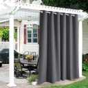 RYB HOME Outdoor Curtains 108 inches Long - Waterproof Blackout Indoor Outdoor Deck for Patio Door Gazebo Divider Backdrop Lanai Pavilion Pergola, W 84 x L 108, 1 Pc, Gray (Grey)