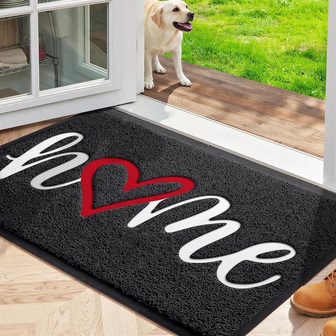 StepLively Door Mat Home Welcome Mats Outdoor and Indoor, Heavy-Duty Low-Profile Non-Slip Front Welcome Mat for Home Entrance, Outside Entry, Yard, Floor, Patio (30''x17.5'', Black) (1'6" x 2'6" (Rectangular))