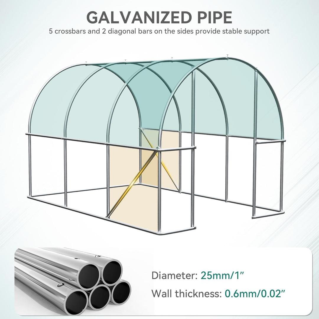 YITAHOME 10x7x7FT Greenhouses Large Heavy Duty Walk-in Green House Tunnel Green Houses Outdoor Portable Plant Gardening Upgraded Galvanized Steel Frame Zipper Doors 5 Crossbars Garden