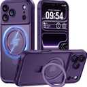 MOCCA Design for iPhone 17 Pro Case, Compatible with Magsafe [Premium Invisible Magnetic Ring Stand] [Military Drop Protection] Full Camera Guard Translucent Matte Slim Phone Cover 6.3",Deep Purple
