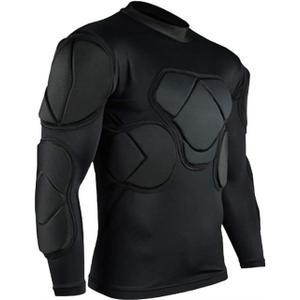 Men's Padded Football Protective Gear Set Training Suit for Soccer Basketball Paintball Rib Protector, Size S (Black)