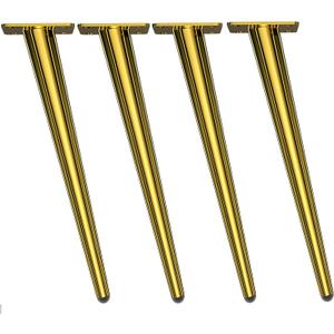 Osring 22 Inch Furniture Legs Gold Round Tapered Metal Table Leg, Slant Cabinet Furniture Feet Hardware for Coffee Table, 4 Pack