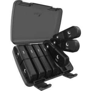 Fullicon Extra Large AM PM Pill Box Organizer 7 Day, Travel Medicine Pill Organizer 2 Times a Day, Large Supplement Vitamin Dispenser, Weekly Jumbo Pill Case Container for Purse (Black)