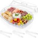 DEAYOU Ice Serving Tray for Party Food, Chilled Serving Platter Dish with 4 Compartments, 15" Divided Serving Bowl with Lid for Appetizers, Fruits, Vegetables, Salads, Shrimp Cocktail