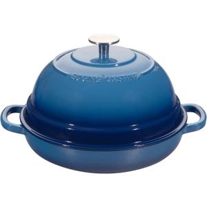 EDGING CASTING Enameled Cast Iron Dutch Oven Pot with Lid, Round Bread Oven for Homemade Sourdough Bread Baking, 6 Quart, Lake Blue