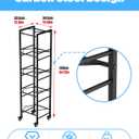 5 Gallon Water Jug Holder, Movable 5 Tier Heavy Duty Water Rack with 4 Wheels, Rack for Water Jug Storage, Space Saving Water Stand for Five 5 Gallon Water Jugs, Black