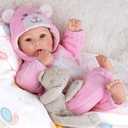 Aori Baby Dolls Realistic, 17-inch Lifelike Soft Body Baby Girl That Look Real with Feeding Kit Included, Ideal Gift for Kids, Birthday, Pretend Play