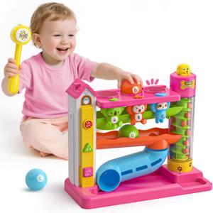 Musical Toys for 1 Year Old Girl Gifts, Bilingual Learning Toys with Music Light, Toddlers Ball Drop Toy 1-2 Yr, 1st First Birthday Gifts, Presents for 1 Year Old Boy Girl, 12-18 Months