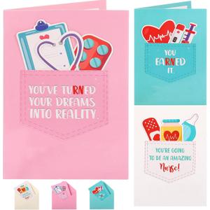 12 Pack Nurse Graduation Card with Envelopes and Stickers 2025 Nursing Congratulations Gifts Funny RN School Graduation Cards Bulk for Nurse Healthcare Worker Doctors Students