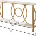 HOMISSUE Sofa Console Table, Modern Gold Console Table with Faux Marbled Tabletop, Engineered Wood Entryway Tables with 2 Tier Storage, Narrow Sofa Table for Living Room, Hallway (55 Inch, White&Gold)