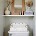 CubesLand Scalloped Napkin Holder for Bathroom Decor, Paper Rope Flat Napkin Dispenser Guest Towel Tray for Bathroom, Farmhouse Warm Napkin Holder for Table Dining Room Home Kitchen Decor, White