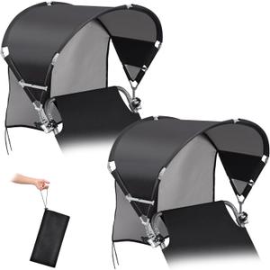 Universal Wind-Resistant Chair Umbrella Canopy, Foldable Portable UPF 50+ Sun Shade Attachment with Adjustable Clamp, Fits Most Beach, Outdoor, Camping, Lawn, Zero Gravity Chairs, Wheelchairs, 2 Pack