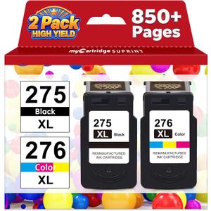 PG-275XL CL-276XL High Yield Replacement for Canon 275 and 276 Ink Cartridges Cannon 275XL 276XL Black Color Combo Pack PG275 CL276 for PIXMA TS3722 TS3700 TR4720 TR4700 TR4722 TS3522 TS3500 Printer