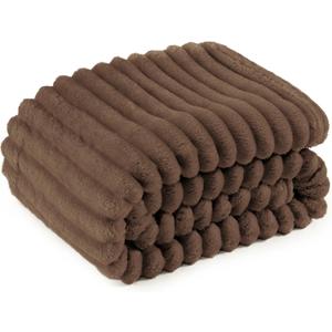 Bedsure GentleSoft Brown Fleece Blanket for Couch - Cozy Soft Blankets for Women, Cute Small Throws for Girls, 50x70 Inches