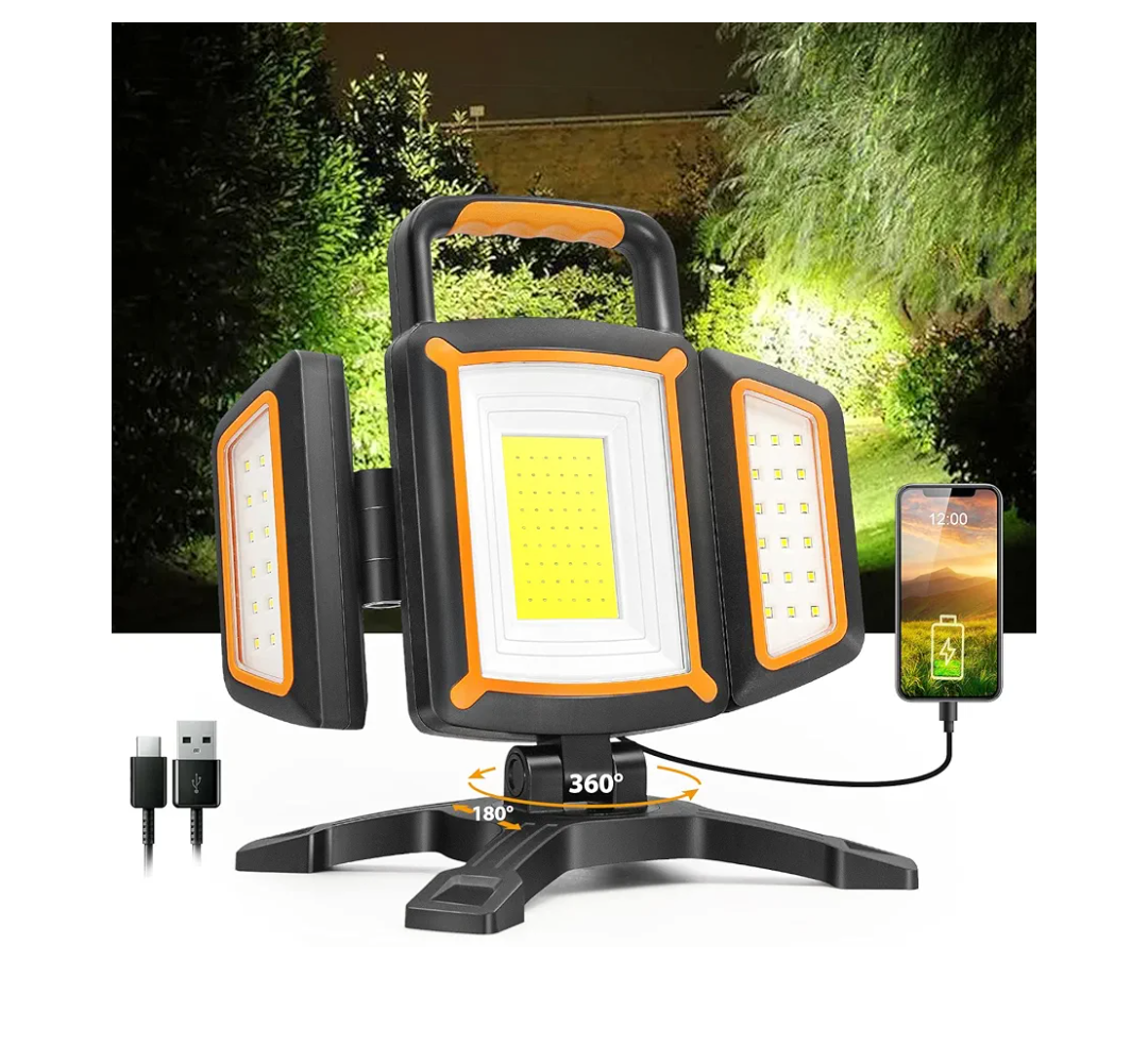 SYLSTAR 30W Rechargeable Work Light, 3000 Lumen Magnetic Work Light Battery Powered, Waterproof Portable Cordless Job Site Lighting for Construction Site, Workshop, Garage, Camping, and Car Repairing