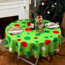 Christmas Round Tablecloth 70 Inch Red and Green Polka Dot Table Cloth Cover Xmas Winter Holiday Decorative Waterproof Tablecloth for Party Dining Table Decor