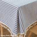 TruDelve Cloth Tablecloths Rectangular Blue and White Striped Boho Cotton Tablecloth Summer Outdoor Table Cloths Rectangle (Blue,70"x55",Rectangular)
