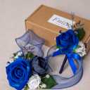 Fnize Corsage and Boutonniere Set for Prom Homecoming Graduation Wedding, Silk Wrist Corsages for Women and Boutonniere for Men with Faux Rose Artificial Peony (Royal Blue)