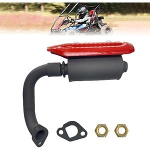 QYMOTO KT196 Go Kart Exhaust Pipe with Muffler Kit Performance Exhaust Silencer System with Heat Shield Protection For Coleman 196cc 6.5HP Predator 212cc 224cc GX160 GX200 Engine