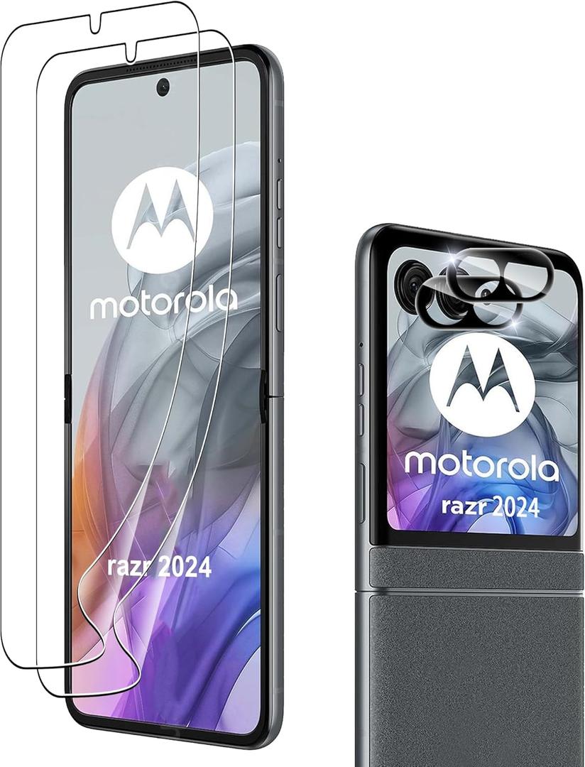 for Motorola Razr 2024/2025 Screen Protector Self-Healing TPU Film with Camera Lens Protector, Case Friendly, HD, Anti-Scratch, 2+2 PACK(not glass no Plus+)