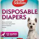 Simple Solution Disposable Female Dog Diapers, Absorbent Leak Proof Protection for Incontinence, Puppy Training, Heat Cycle, Travel, and Housebreaking, Small Dogs, 15–19 Inch Waist, 12 Count