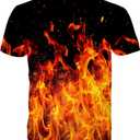 RAISEVERN Unisex Summer T-Shirts Crewneck Cool Short Sleeve Funny Graphic Print Top Casual Tees (L)