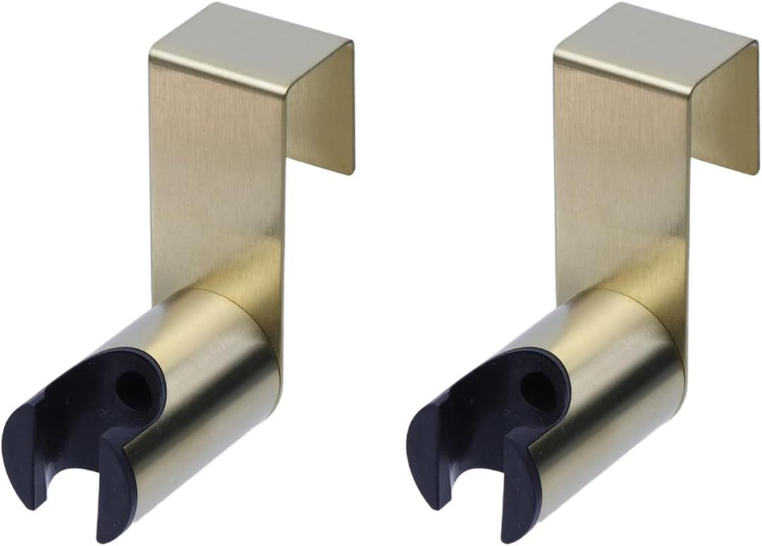 T Tulead Stainless Steel Bidet Sprayer Holder Handheld Bidet Sprayer Hanger Hook Golden Sprinkler Head Bracket Pack of 2