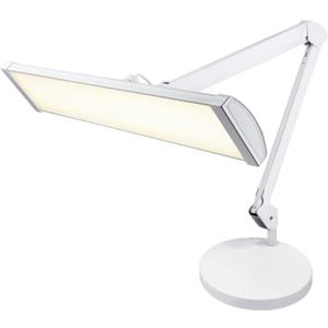 Neatfi Ultra 3,500 Lumen LED Desk Lamp, Color Correlated Temperature, 3 Light Modes, Dimmable, 45W, 26 Inch Wide Metal Shade, 540 SMD LEDs (CCT with Base, White)