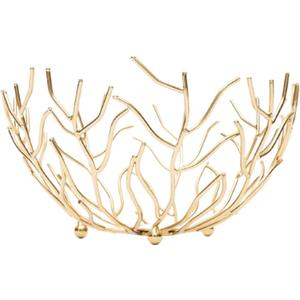 GUTE Gold Tree Branch Fruit Bowl Decorative Basket, Stainless Steel Storage Snack Bowl for Fruits, Storage Holder Organizer Decorative Holder Stand Apples, Bananas, Potpourri Home Decor 9" Dia.