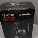 Mueller 12-Cup Drip Coffee Maker - Borosilicate Carafe, Auto-Off, Reusable Filter, Anti-Drip, Keep-Warm Function, Clear Water Level Window Coffee Machine, Kitchen Essentials & Accessories (Black)