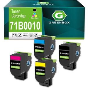 GREENBOX Remanufactured 71B10 71B0010 Toner Cartridge Replacement for Lexmark 71B0010 71B10K0 71B10C0 71B10M0 71B10Y0 for CS317 CS417 CS317dn CX317dn CS417dn CX417de Printers, 4 Packs, High-Yield