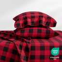 Bare Home Flannel Sheet Set Prints, 100% Cotton, Velvety Soft Heavyweight - Christmas Holiday Sheets - Double Brushed Flannel - Extra Softness, Comfort - Deep Pocket (Queen, Buffalo Plaid - Red/Black)