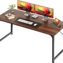 Huuger Computer Desk, 54 Inch Office Desk, Gaming Desk with Storage, Writing Desk Work Desk for Home Office, Study, Modern Simple Desk, Large Legroom, Metal Frame, Walnut