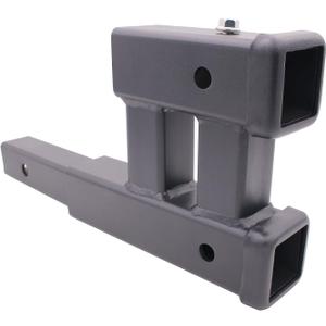 Heavy Duty 2 Inch Dual Hitch Receivers Trailer Hitch Extension with 6" Rise-Drop Adapter Frosted Power Coated