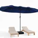 15FT Patio Umbrella with Heavy-Duty Base, Rectangle Umbrella Outdoor Patio with Crank, Large Outdoor Umbrella for Deck, Pool, Garden, Table, Lawn, Backyard