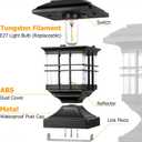 Solar Post Lights Outdoor Solar Cap Lights Deck Fence Cap for 4x4 5x5 6x6 Posts Patio Garden Courtyard Decoration Fixture Waterproof Warm White Lighting Black (2)