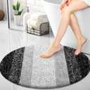 OLANLY 30-inch Round Bathroom Rugs, Extra Soft and Absorbent Microfiber Bath Rugs, Quick Dry Machine Washable Bath Mats for Bathroom Floor, Tub and Shower, Home Decor Accessories, Black