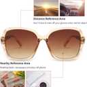 JM Bifocal Reading Sunglasses for Women Fashion Oversized Square Sun Readers Outdoor Reading Glasses UV400 Protection Brown +2.0