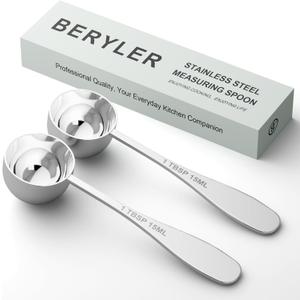 2PCS 1tbsp(3tsp, 15 ml) Single Measuring Spoon, Stainless Steel Individual Teaspoon, Metal Measure Scoop with Gift Box