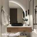 47in Half Moon LED Mirror,Half Moon Mirrors for Wall,3-Color Dimmable Bathroom Smart Vanity Mirror,Frameless Backlit Anti-Fog (Right Semicircle, 24 * 47in/60 * 120cm)