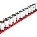 TEKTON 1/2 Inch Drive 6-Point Socket Set with Rail, 15-Piece (10-24 mm) | SHD92102