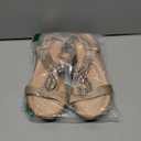 SHIBEVER Womens Wedge Sandals Flower Low Heel Dressy Sandals Elastic Ankle Strap Rhinestone Summer Comfortable Shoes (9, 2657-champagne)