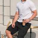 ELETOP Men's Cargo Shorts Elastic Waistband Drawstring Big and Tall Cotton Summer Casual Work Shorts (Black, XXXL)