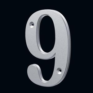 3 x Unique 5-Inch High Acrylic House Numbers - Rustproof & Anti-fade Mailbox Number/Float or Flush Mount - Enhance Home Address Visibility/Silver Finished/Number 9