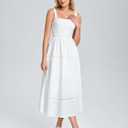KUTUMAI Floral Corset Midi Dress Flowy Summer Tea Party Wedding Guest Dresses for Women 2026 (White, M)